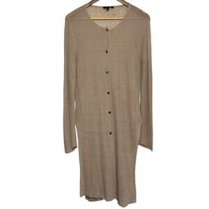 Eileen Fisher Linen Blend Size Small Tan Cardigan Duster Long Sweater